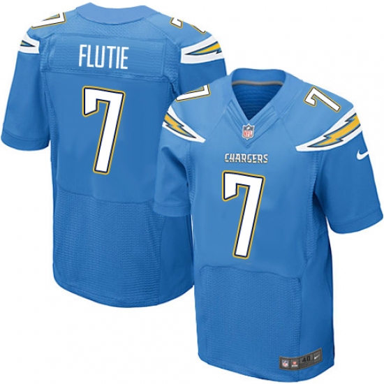 Men's Nike Los Angeles Chargers 7 Doug Flutie Elite Electric Blue Alternate NFL Jersey