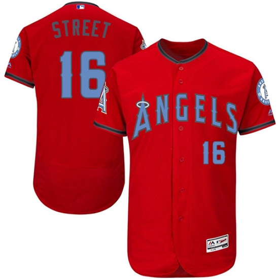 Men's Majestic Los Angeles Angels of Anaheim 16 Huston Street Authentic Red 2016 Father's Day Fashion Flex Base MLB Jersey