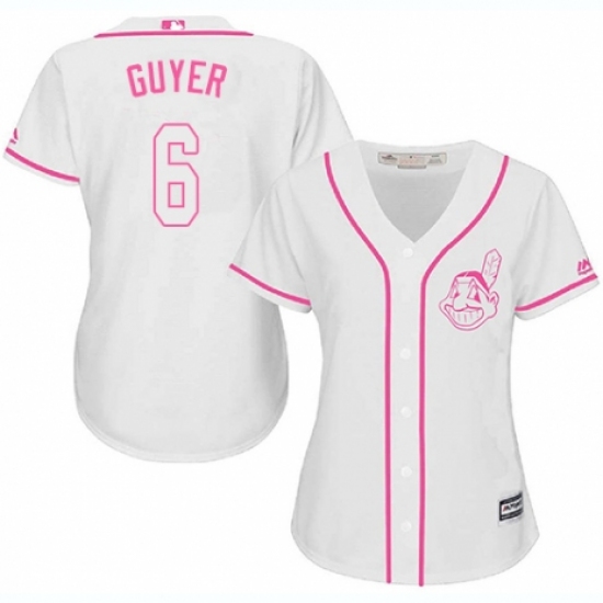 Women's Majestic Cleveland Indians 6 Brandon Guyer Replica White Fashion Cool Base MLB Jersey