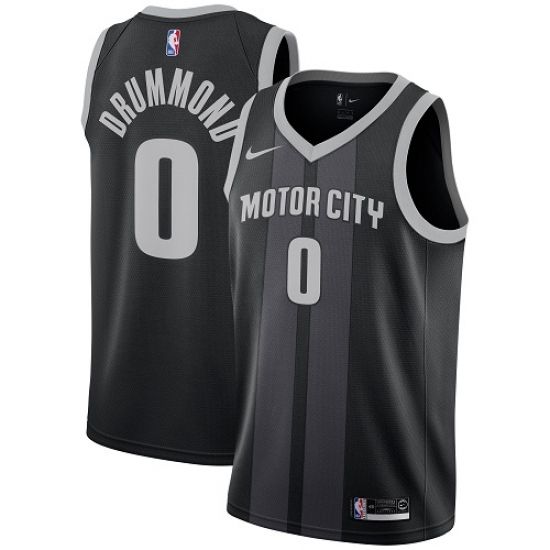 Men's Nike Detroit Pistons 0 Andre Drummond Swingman Black NBA Jersey - City Edition