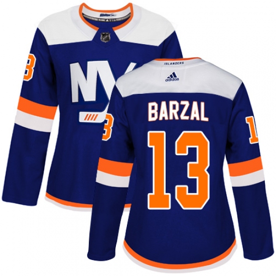 Women's Adidas New York Islanders 13 Mathew Barzal Premier Blue Alternate NHL Jersey