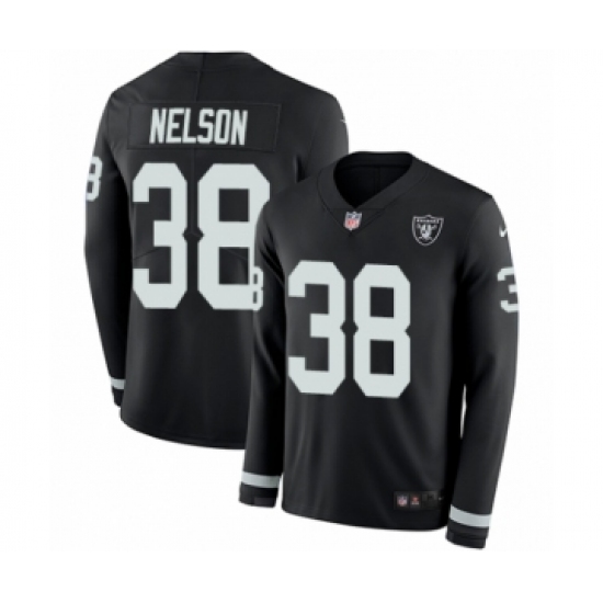 Men's Nike Oakland Raiders 38 Nick Nelson Limited Black Therma Long Sleeve NFL Jersey