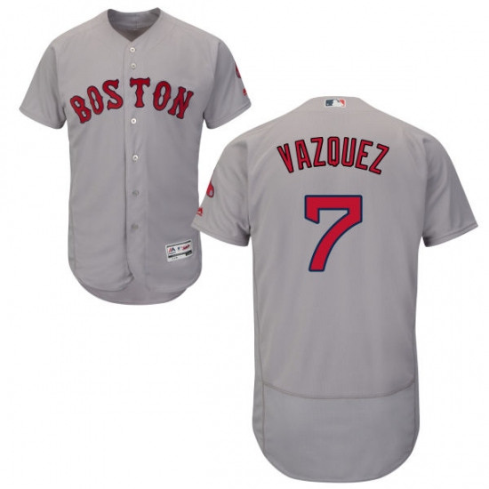 Men's Majestic Boston Red Sox 7 Christian Vazquez Grey Road Flex Base Authentic Collection MLB Jersey