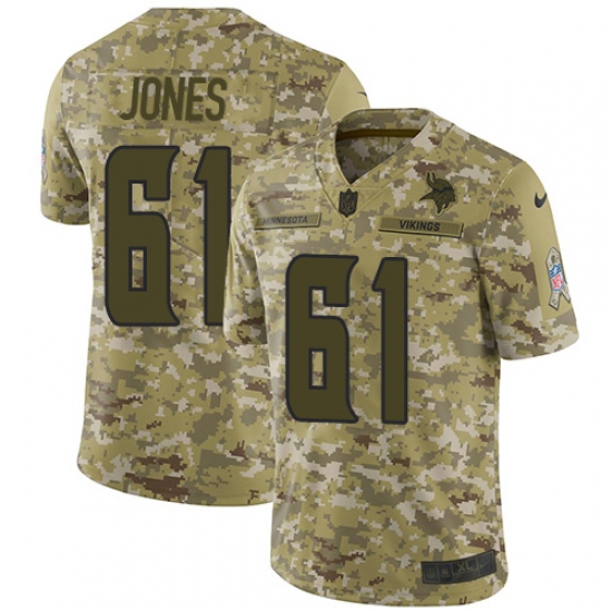 Men's Nike Minnesota Vikings 61 Brett Jones Limited Camo 2018 Salute to Service NFL Jersey