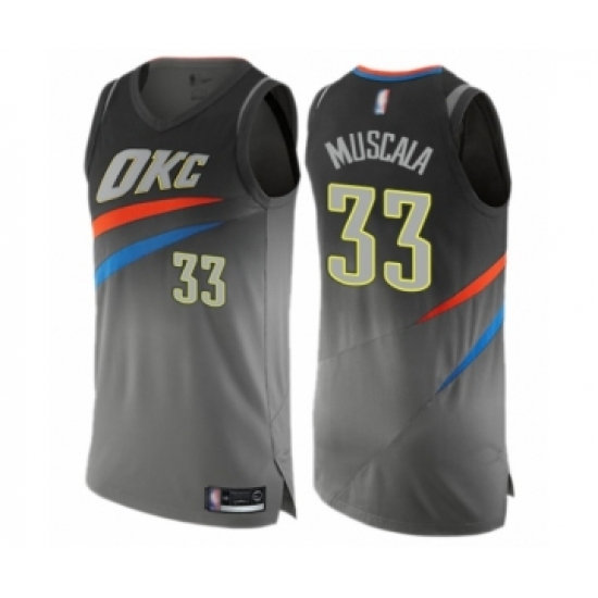 Men's Oklahoma City Thunder 33 Mike Muscala Authentic Gray Basketball Jersey - City Edition