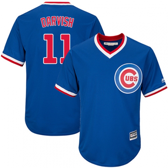 Men's Majestic Chicago Cubs 11 Yu Darvish Replica Royal Blue Cooperstown Cool Base MLB Jersey