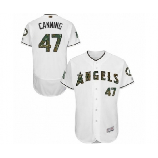 Men's Los Angeles Angels of Anaheim 47 Griffin Canning Authentic White 2016 Memorial Day Fashion Flex Base Baseball Player Jersey