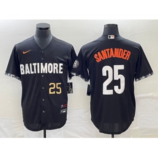 Men's Baltimore Orioles 25 Anthony Santander Number Black 2023 City Connect Cool Base Stitched Jersey