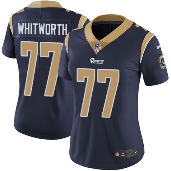 Women's Nike Los Angeles Rams 77 Andrew Whitworth Elite Navy Blue Team Color NFL Jersey