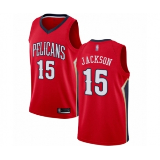 Men's New Orleans Pelicans 15 Frank Jackson Authentic Red Basketball Jersey Statement Edition