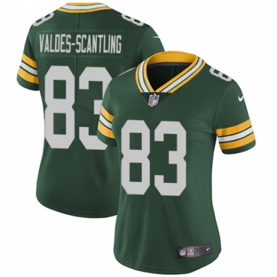 Women's Nike Green Bay Packers 83 Marquez Valdes-Scantling Green Team Color Vapor Untouchable Limited Player NFL Jersey