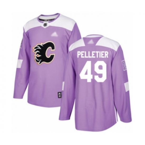 Men's Calgary Flames 49 Jakob Pelletier Authentic Purple Fights Cancer Practice Hockey Jersey