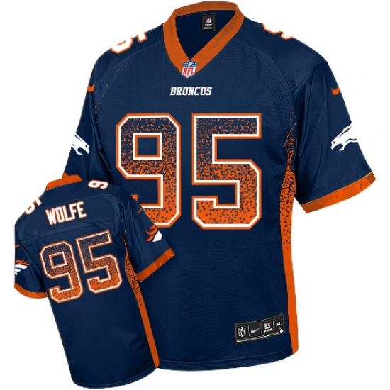 Men's Nike Denver Broncos 95 Derek Wolfe Elite Navy Blue Drift Fashion NFL Jersey