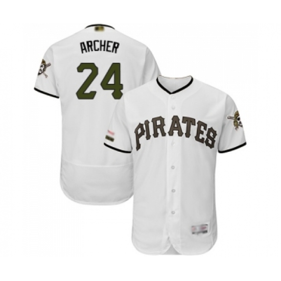 Men's Pittsburgh Pirates 24 Chris Archer White Alternate Authentic Collection Flex Base Baseball Jersey