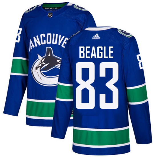 Men's Adidas Vancouver Canucks 83 Jay Beagle Authentic Blue Home NHL Jersey