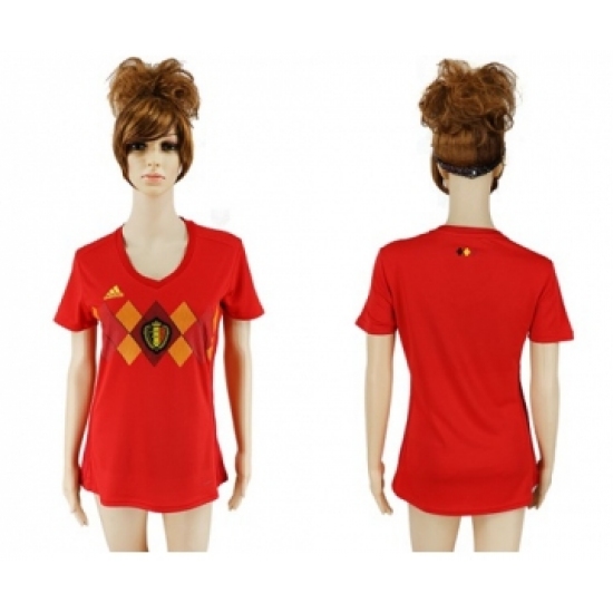 Women's Belgium Blank Red Home Soccer Country Jersey