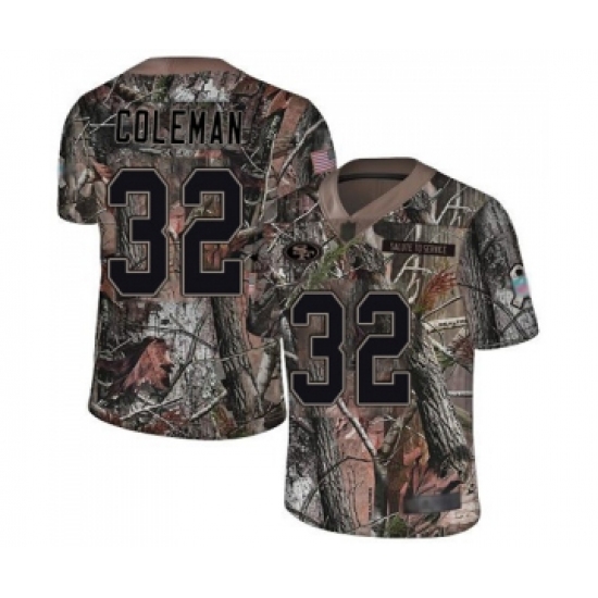 Youth San Francisco 49ers 32 Tevin Coleman Limited Camo Rush Realtree Football Jersey