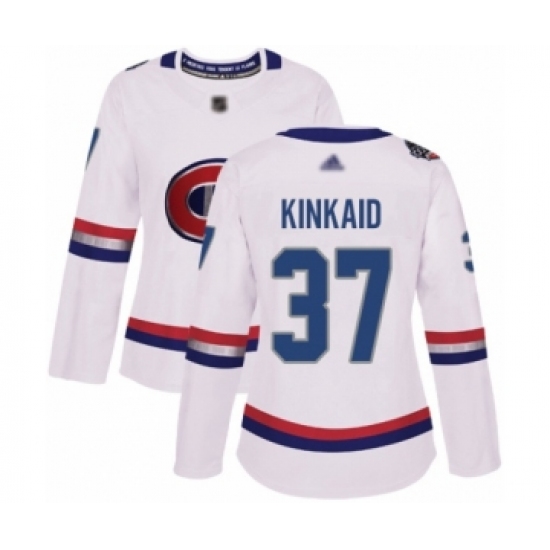 Women's Montreal Canadiens 37 Keith Kinkaid Authentic White 2017 100 Classic Hockey Jersey