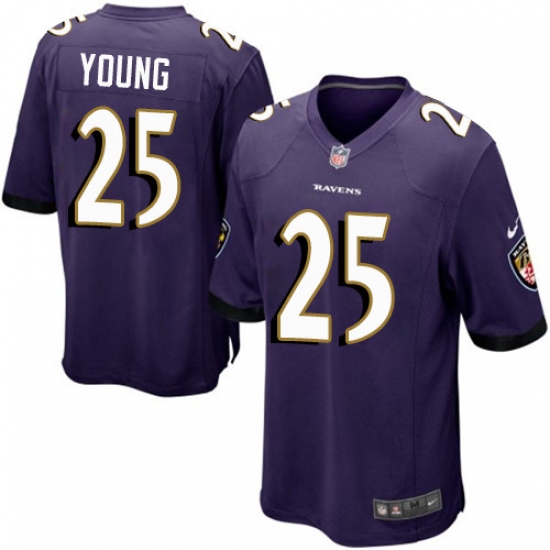 Men's Nike Baltimore Ravens 25 Tavon Young Game Purple Team Color NFL Jersey