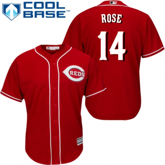 Youth Majestic Cincinnati Reds 14 Pete Rose Authentic Red Alternate Cool Base MLB Jersey