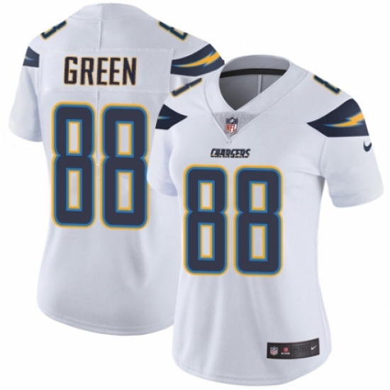 Women's Nike Los Angeles Chargers 88 Virgil Green White Vapor Untouchable Limited Player NFL Jersey