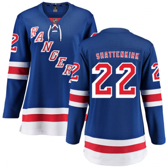 Women's New York Rangers 22 Kevin Shattenkirk Fanatics Branded Royal Blue Home Breakaway NHL Jersey