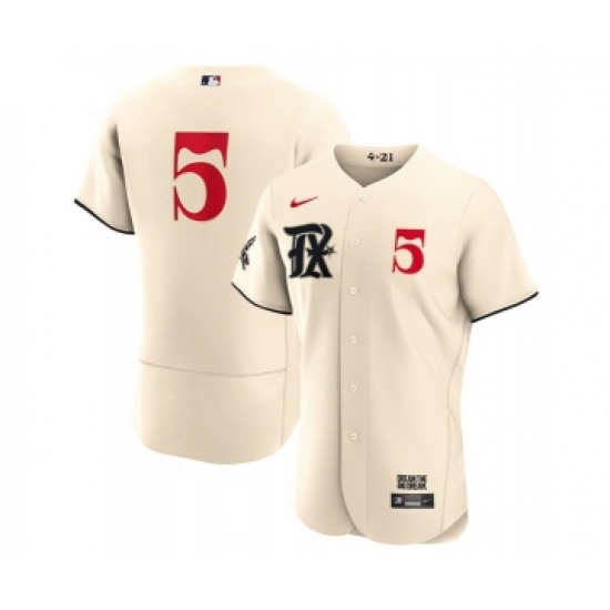 Men's Texas Rangers 5 Corey Seager Cream 2023 City Connect Flex Base Stitched Baseball Jersey