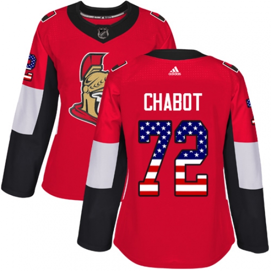 Women's Adidas Ottawa Senators 72 Thomas Chabot Authentic Red USA Flag Fashion NHL Jersey