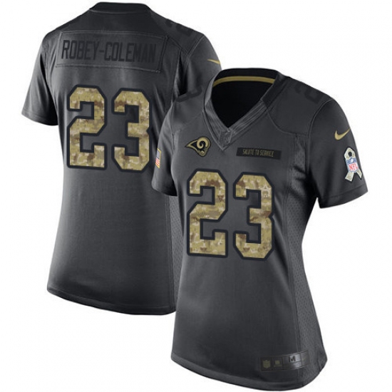 Women's Nike Los Angeles Rams 23 Nickell Robey-Coleman Limited Black 2016 Salute to Service NFL Jersey