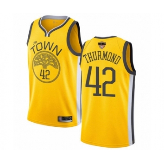 Youth Golden State Warriors 42 Nate Thurmond Yellow Swingman 2019 Basketball Finals Bound Jersey - Earned Edition