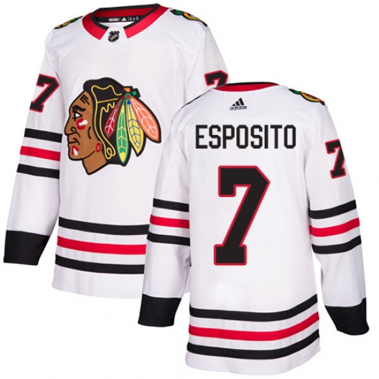 Men's Adidas Chicago Blackhawks 7 Tony Esposito White Road Authentic Stitched NHL Jersey