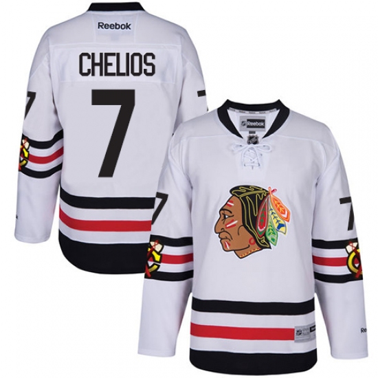 Men's Reebok Chicago Blackhawks 7 Chris Chelios Premier White 2017 Winter Classic NHL Jersey