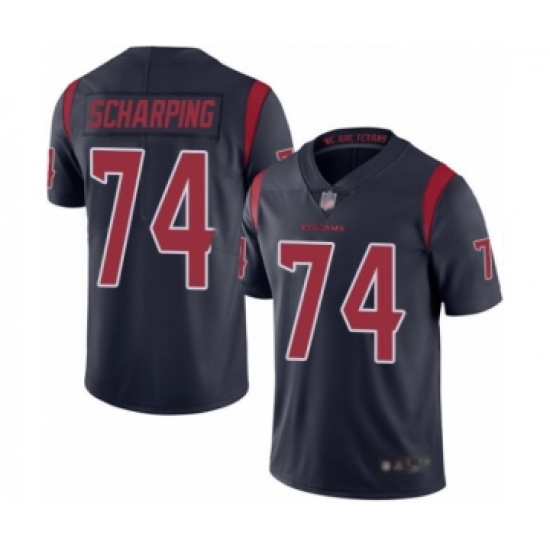 Men's Houston Texans 74 Max Scharping Limited Navy Blue Rush Vapor Untouchable Football Jersey