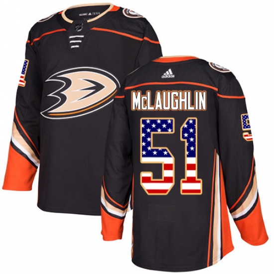 Youth Adidas Anaheim Ducks 51 Blake McLaughlin Authentic Black USA Flag Fashion NHL Jersey