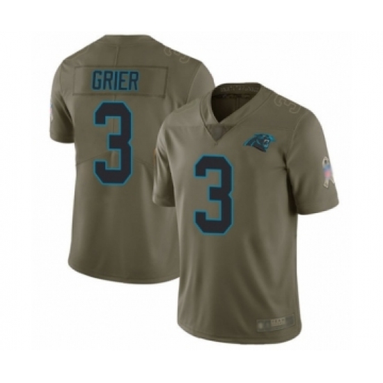 Youth Carolina Panthers 3 Will Grier Limited Olive 2017 Salute to Service Football Jersey
