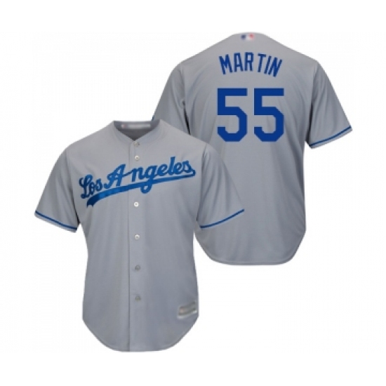 Men's Los Angeles Dodgers 55 Russell Martin Replica Grey Road Cool Base Baseball Jersey