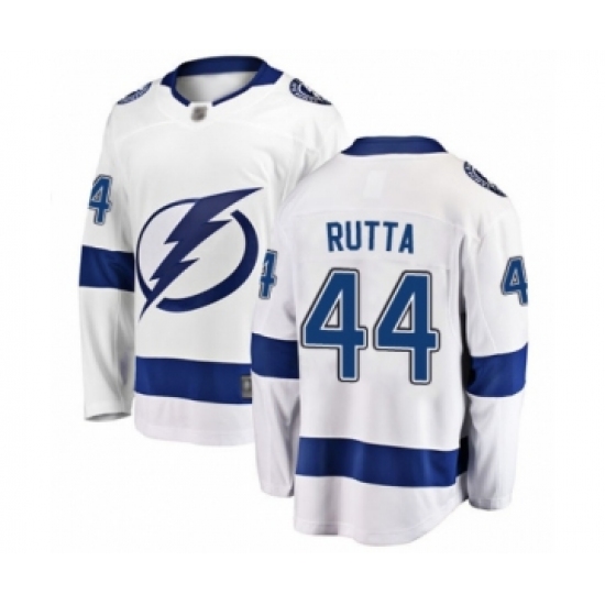 Men's Tampa Bay Lightning 44 Jan Rutta Fanatics Branded White Away Breakaway Hockey Jersey