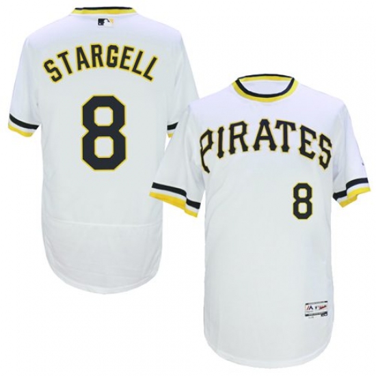 Men's Majestic Pittsburgh Pirates 8 Willie Stargell White Flexbase Authentic Collection Cooperstown MLB Jersey