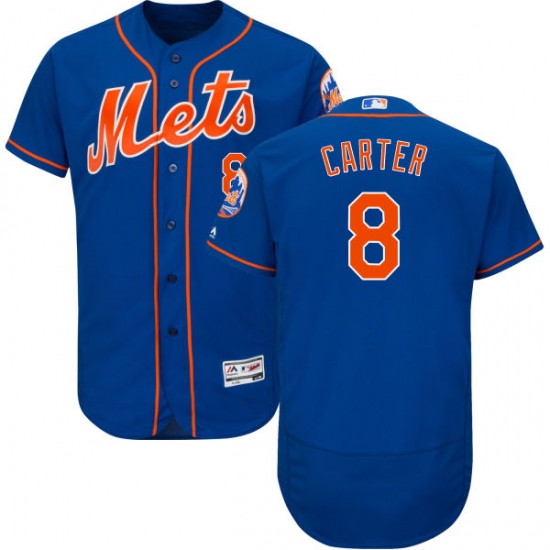Men's Majestic New York Mets 8 Gary Carter Royal Blue Alternate Flex Base Authentic Collection MLB Jersey