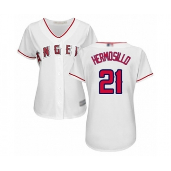 Women's Los Angeles Angels of Anaheim 21 Michael Hermosillo Authentic White Home Cool Base Baseball Player Jersey