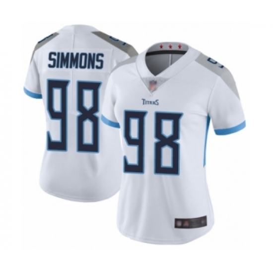 Women's Tennessee Titans 98 Jeffery Simmons White Vapor Untouchable Limited Player Football Jersey