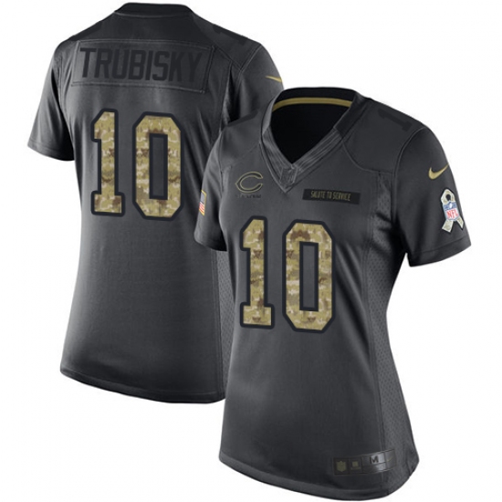 Women's Nike Chicago Bears 10 Mitchell Trubisky Limited Black 2016 Salute to Service NFL Jersey