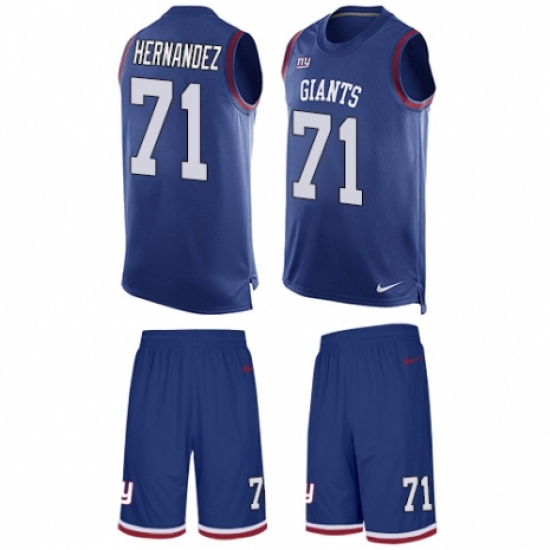 Men's Nike New York Giants 71 Will Hernandez Limited Royal Blue Tank Top Suit NFL Jersey