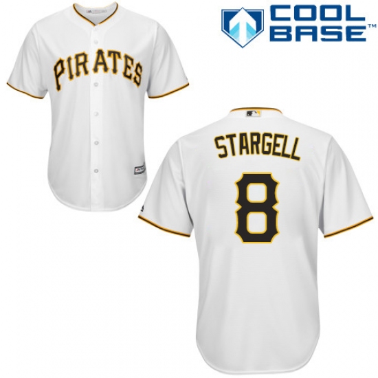 Youth Majestic Pittsburgh Pirates 8 Willie Stargell Replica White Home Cool Base MLB Jersey