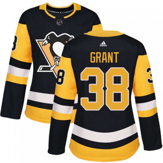 Women's Adidas Pittsburgh Penguins 38 Derek Grant Authentic Black Home NHL Jersey