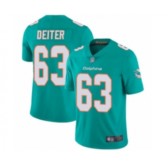 Men's Miami Dolphins 63 Michael Deiter Aqua Green Team Color Vapor Untouchable Limited Player Football Jersey