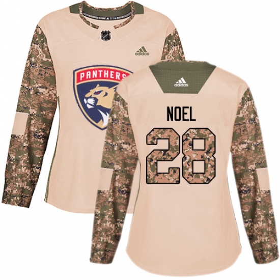 Women's Adidas Florida Panthers 28 Serron Noel Authentic Camo Veterans Day Practice NHL Jersey