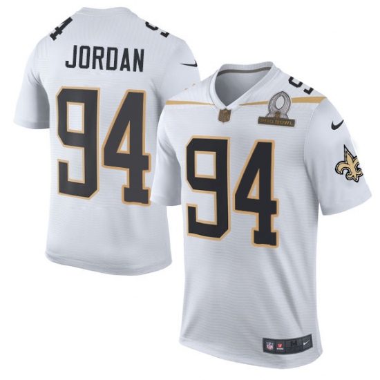 Men's Nike New Orleans Saints 94 Cameron Jordan Elite White Team Rice 2016 Pro Bowl NFL Jersey