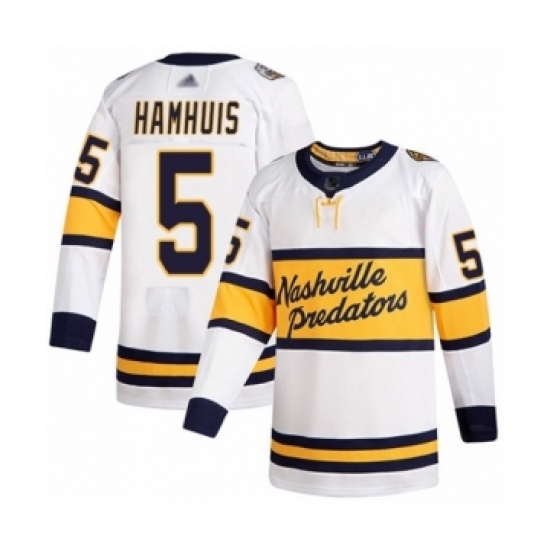 Men's Nashville Predators 5 Dan Hamhuis Authentic White 2020 Winter Classic Hockey Jersey