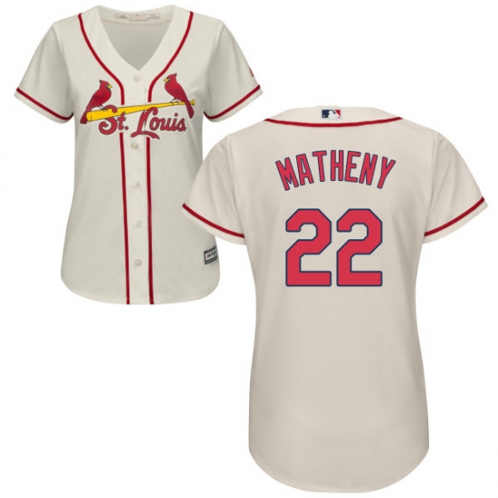 Women's Majestic St. Louis Cardinals 22 Mike Matheny Authentic Cream Alternate Cool Base MLB Jersey